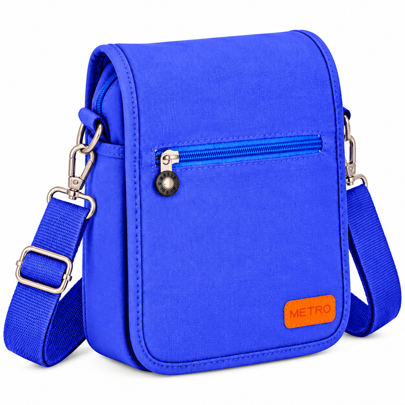 (image for) LL-255 Navy Canvas X-Body Shoulder Bag W/4 Zips (New)